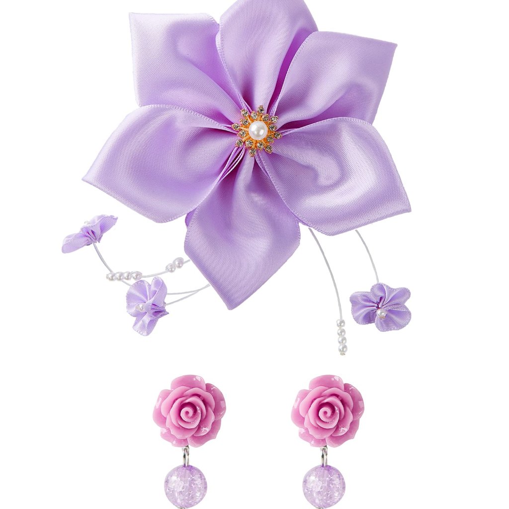 ClipOn Earrings And Hair Clip Set Elegant Costume Accessories Headpiece